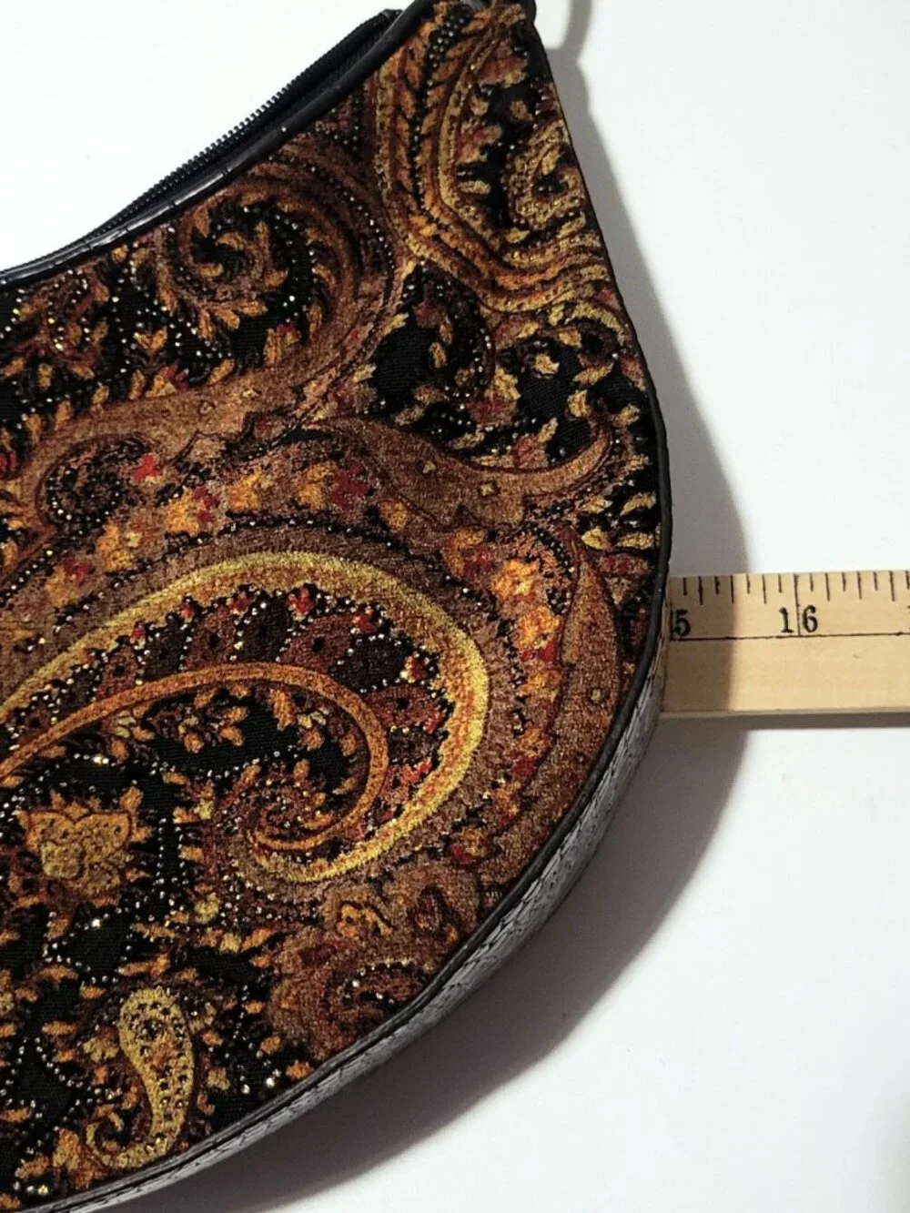 Bueno Tapestry Purse Half Moon Structured Boho Cottagecore Sparkle Vintage - Picture 16 of 16